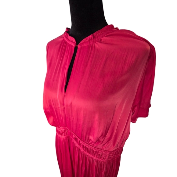 NWT Lane Bryant Silky Pink Midi Dress Flutter Sleeve, Women's Size 18 Plus Size - Picture 2 of 8